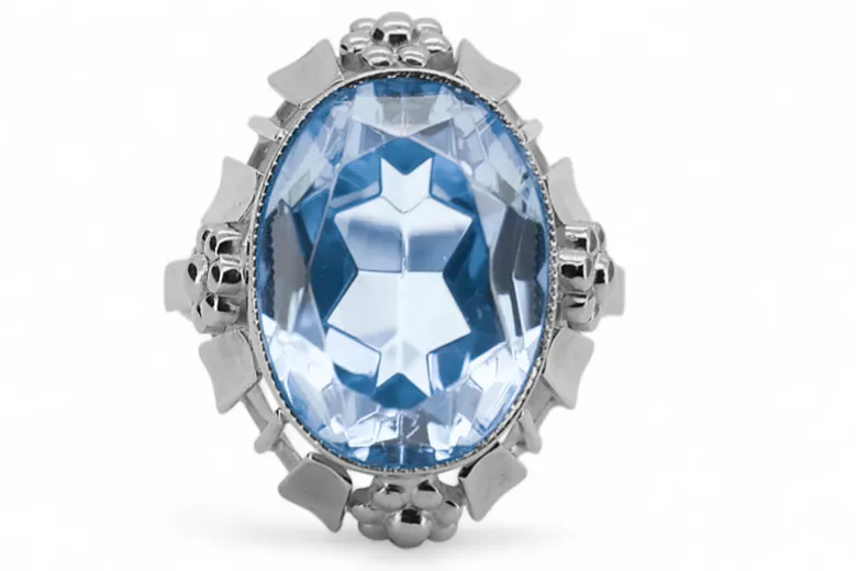 Aquamarine Sterling silver 925 Ring Vintage Jewlery vrc043s